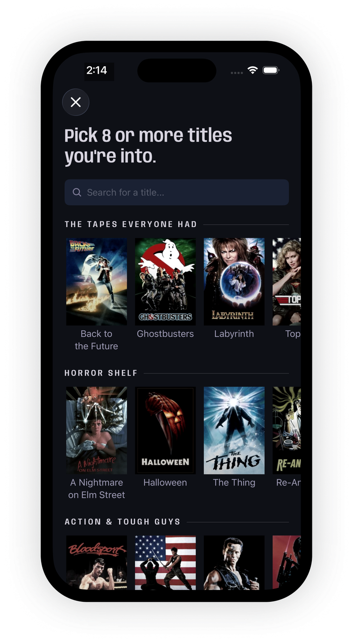 Custom reviewer builder asking you to pick 8 or more titles you're into