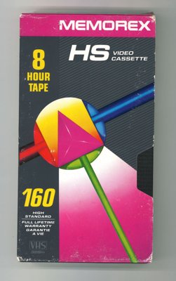 Memorex HS with bold colored shapes on dark